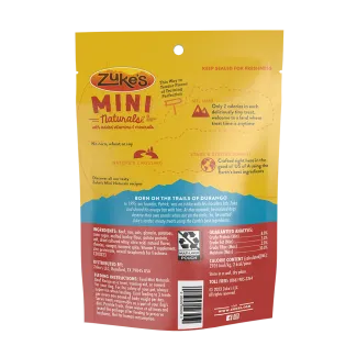 Zukes Mini Naturals Beef Recipe Dog Treats back packaging