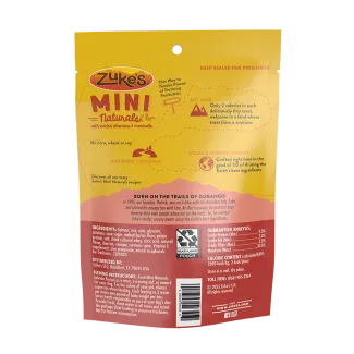 Zukes Mini Naturals Salmon Recipe Dog Treats back packaging