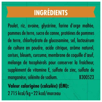 Gâteries d'entraînement Zuke's Hanches et articulations Support Recette de poulet - ingredients