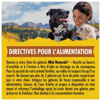 Gâteries d'entraînement Zuke's Mini Naturals à saveur de beurre d'arachide et d'avoine - directive pour l'alimentation