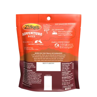 Zukes Adventure Bites Peanut Butter and Oats Dog Treats back of packaging
